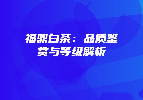 福鼎白茶：品质鉴赏与等级解析