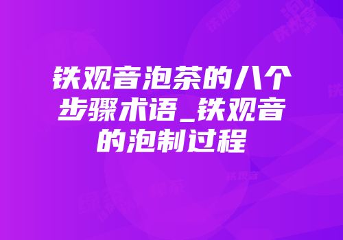 铁观音泡茶的八个步骤术语_铁观音的泡制过程