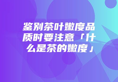 鉴别茶叶嫩度品质时要注意「什么是茶的嫩度」
