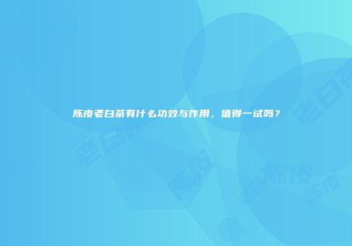 陈皮老白茶有什么功效与作用，值得一试吗？