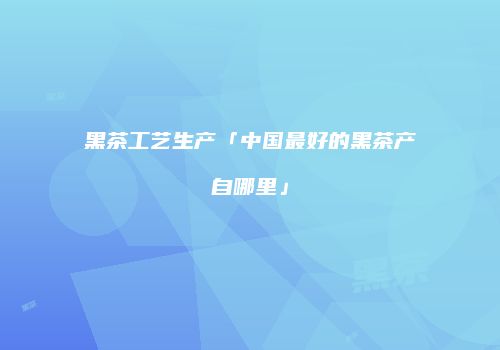 黑茶工艺生产「中国最好的黑茶产自哪里」