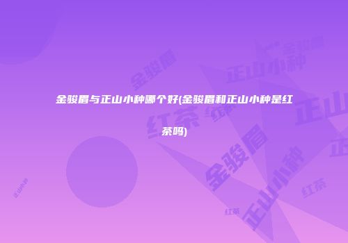 金骏眉与正山小种哪个好(金骏眉和正山小种是红茶吗)