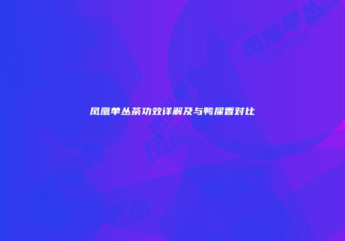 凤凰单丛茶功效详解及与鸭屎香对比