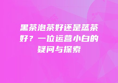 黑茶泡茶好还是蒸茶好？一位运营小白的疑问与探索