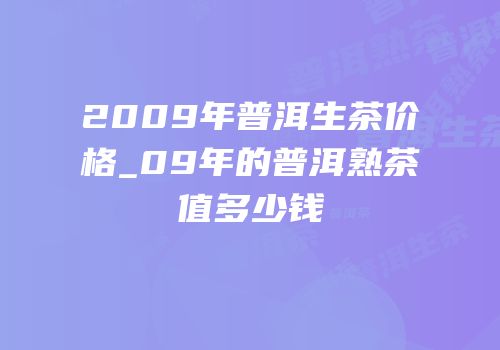2009年普洱生茶价格_09年的普洱熟茶值多少钱