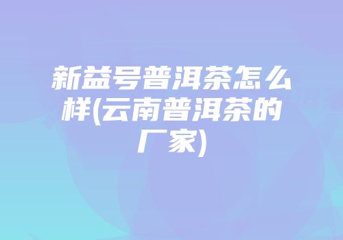 新益号普洱茶怎么样(云南普洱茶的厂家)