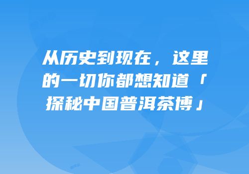 从历史到现在，这里的一切你都想知道「探秘中国普洱茶博」
