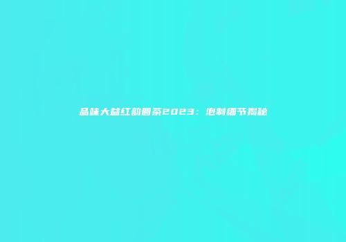 品味大益红韵圆茶2023：泡制细节揭秘