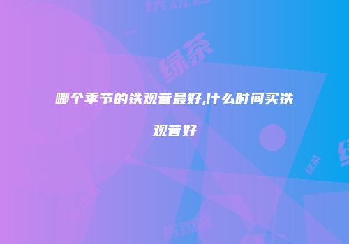 哪个季节的铁观音最好,什么时间买铁观音好