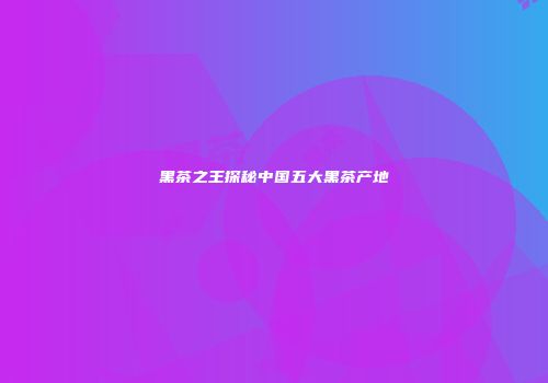 黑茶之王探秘中国五大黑茶产地