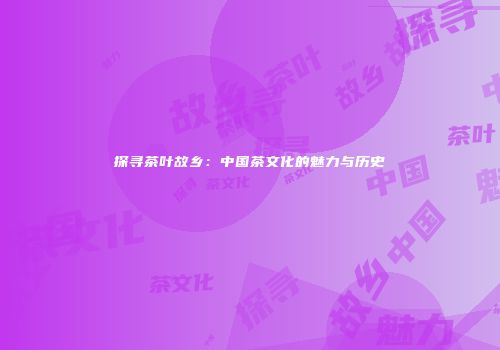 探寻茶叶故乡：中国茶文化的魅力与历史