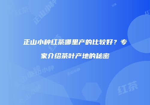 正山小种红茶哪里产的比较好？专家介绍茶叶产地的秘密