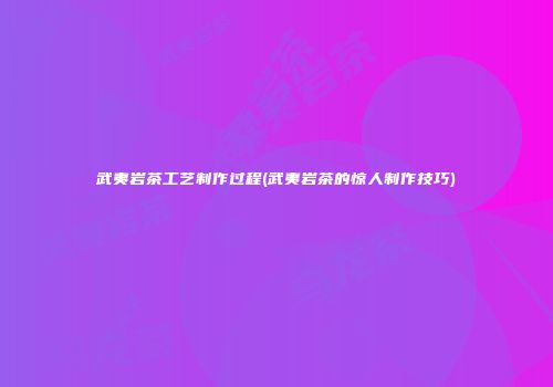 武夷岩茶工艺制作过程(武夷岩茶的惊人制作技巧)