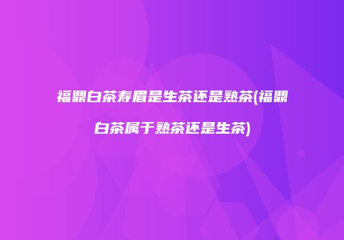福鼎白茶寿眉是生茶还是熟茶(福鼎白茶属于熟茶还是生茶)