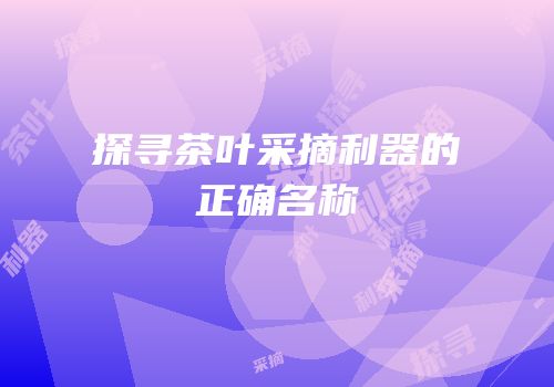 探寻茶叶采摘利器的正确名称
