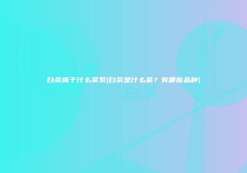 白茶属于什么茶系(白茶是什么茶？有哪些品种)