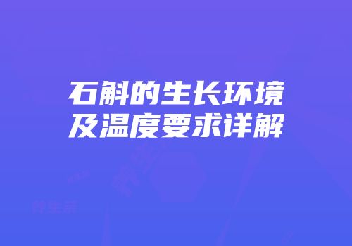 石斛的生长环境及温度要求详解