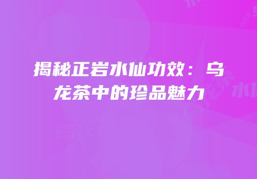 揭秘正岩水仙功效：乌龙茶中的珍品魅力