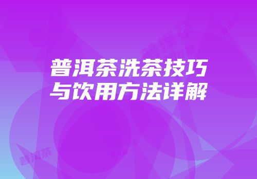 普洱茶洗茶技巧与饮用方法详解