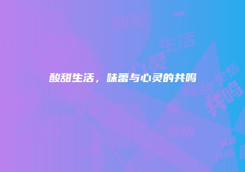 酸甜生活，味蕾与心灵的共鸣