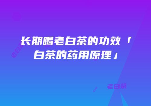长期喝老白茶的功效「白茶的药用原理」