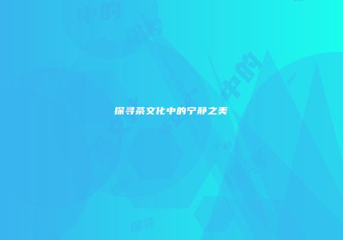 探寻茶文化中的宁静之美