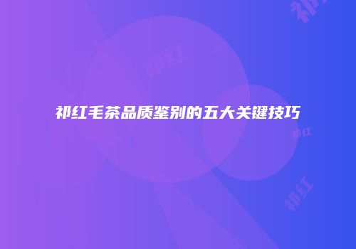 祁红毛茶品质鉴别的五大关键技巧