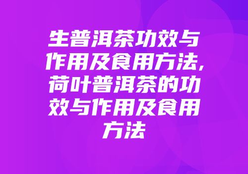 生普洱茶功效与作用及食用方法,荷叶普洱茶的功效与作用及食用方法