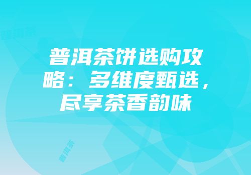 普洱茶饼选购攻略：多维度甄选，尽享茶香韵味