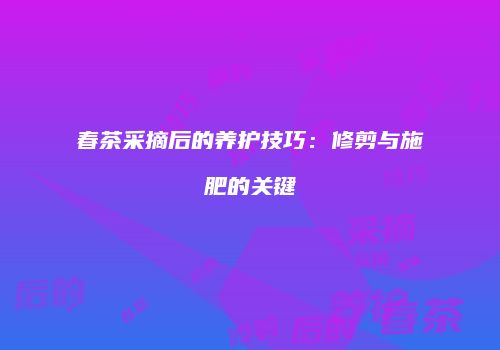 春茶采摘后的养护技巧：修剪与施肥的关键
