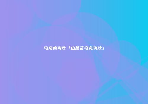 乌龙的功效「山茶花乌龙功效」
