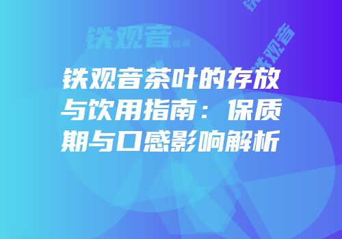 铁观音茶叶的存放与饮用指南：保质期与口感影响解析