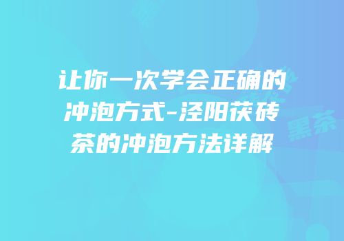 让你一次学会正确的冲泡方式-泾阳茯砖茶的冲泡方法详解