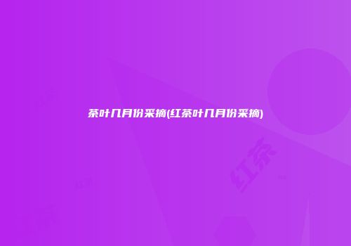 茶叶几月份采摘(红茶叶几月份采摘)