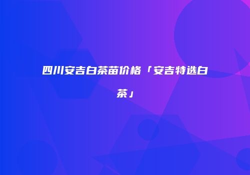四川安吉白茶苗价格「安吉特选白茶」