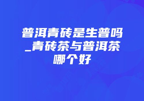 普洱青砖是生普吗_青砖茶与普洱茶哪个好