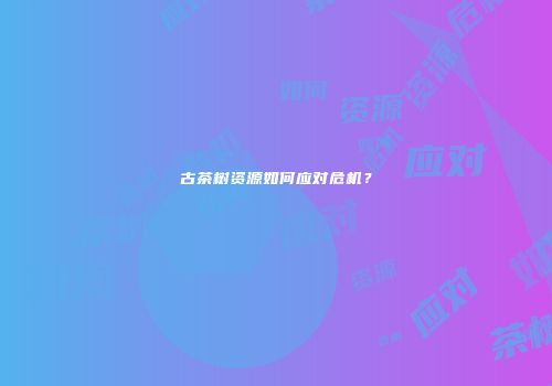古茶树资源如何应对危机？