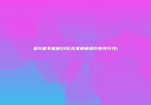茶叶能不能种(讨论在家种植茶叶的可行性)