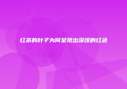 红茶的叶子为何呈现出深邃的红色