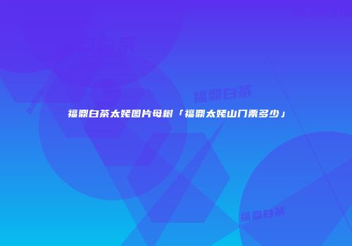 福鼎白茶太姥图片母树「福鼎太姥山门票多少」