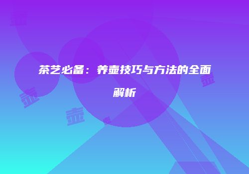 茶艺必备：养壶技巧与方法的全面解析