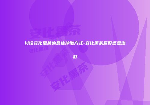 讨论安化黑茶的最佳冲泡方式-安化黑茶煮好还是泡好