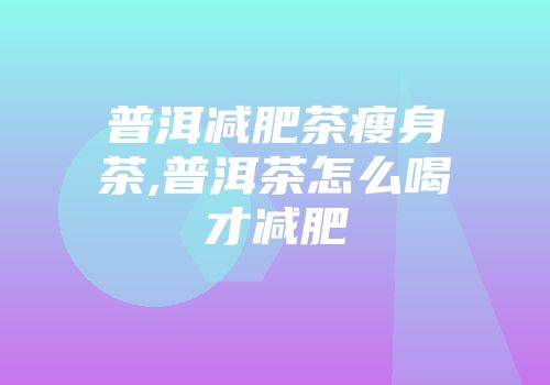 普洱减肥茶瘦身茶,普洱茶怎么喝才减肥