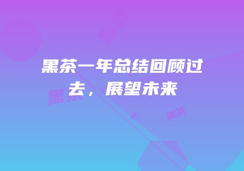 黑茶一年总结回顾过去，展望未来