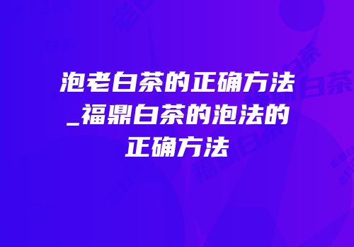 泡老白茶的正确方法_福鼎白茶的泡法的正确方法