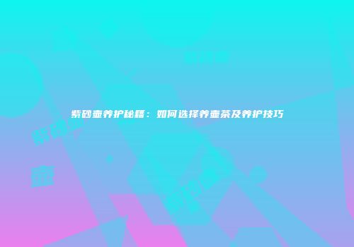 紫砂壶养护秘籍：如何选择养壶茶及养护技巧