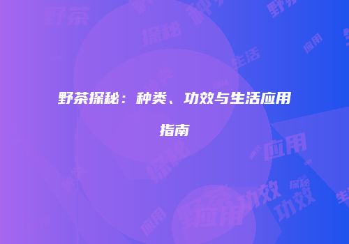 野茶探秘：种类、功效与生活应用指南