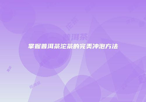 掌握普洱茶沱茶的完美冲泡方法