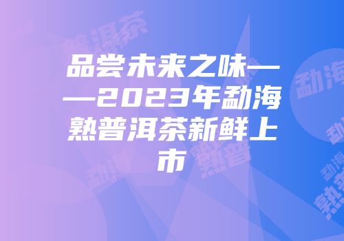 品尝未来之味——2023年勐海熟普洱茶新鲜上市