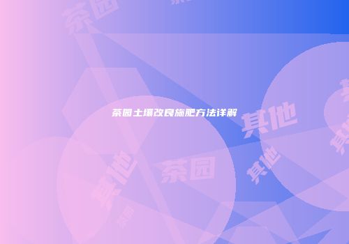 茶园土壤改良施肥方法详解